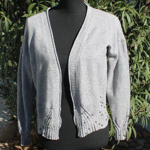 CANDY CONTEMPORARY Knitted Sweater Woman Size Small Gray with Silver Beads L/S